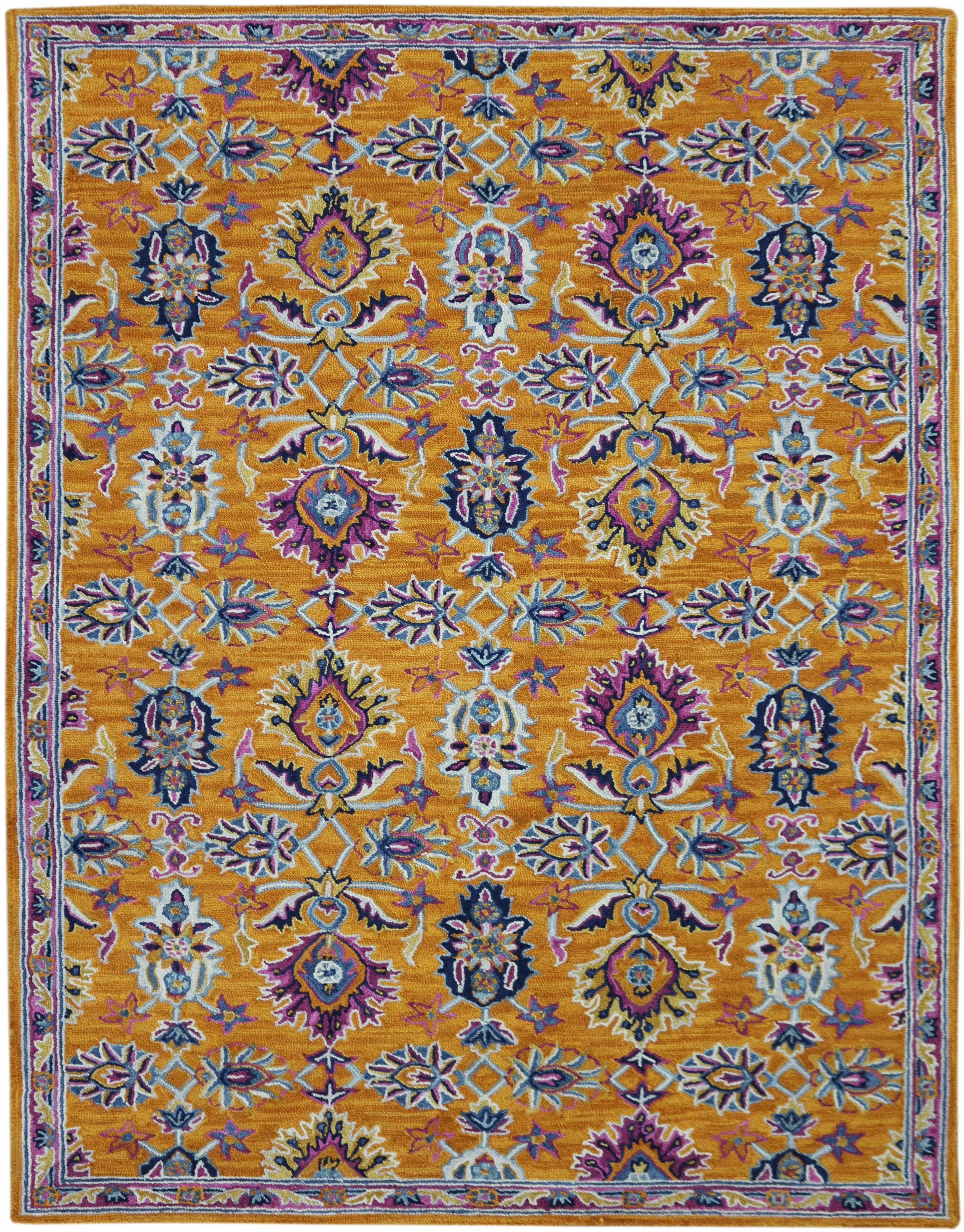 ORANGE Wool Boho 5X8 Feet Hand-Tufted Carpet - Rug - Ouch Cart
