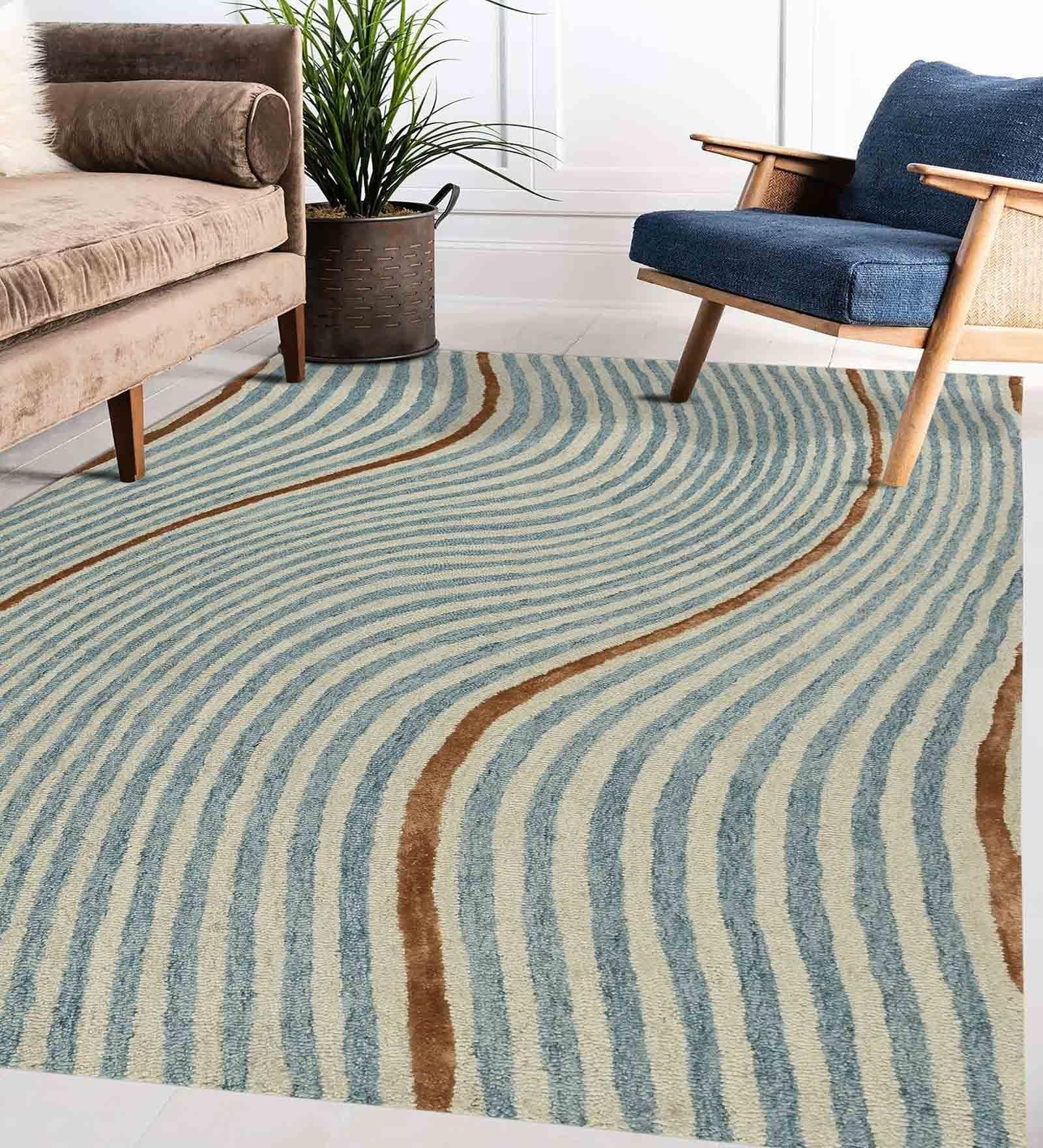 IVORY Wool & Viscose Canyan 5x8 Feet Hand-Tufted Carpet - Rug - Ouch Cart
