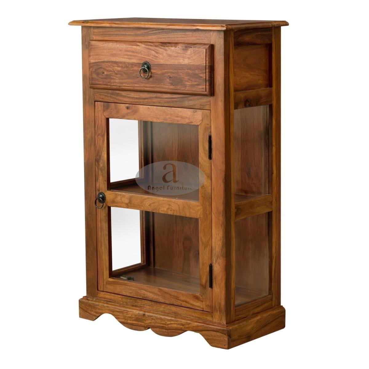 Sheesham Wood One Drawer Crockery Cabinet Small In Honey Finish - Ouch Cart