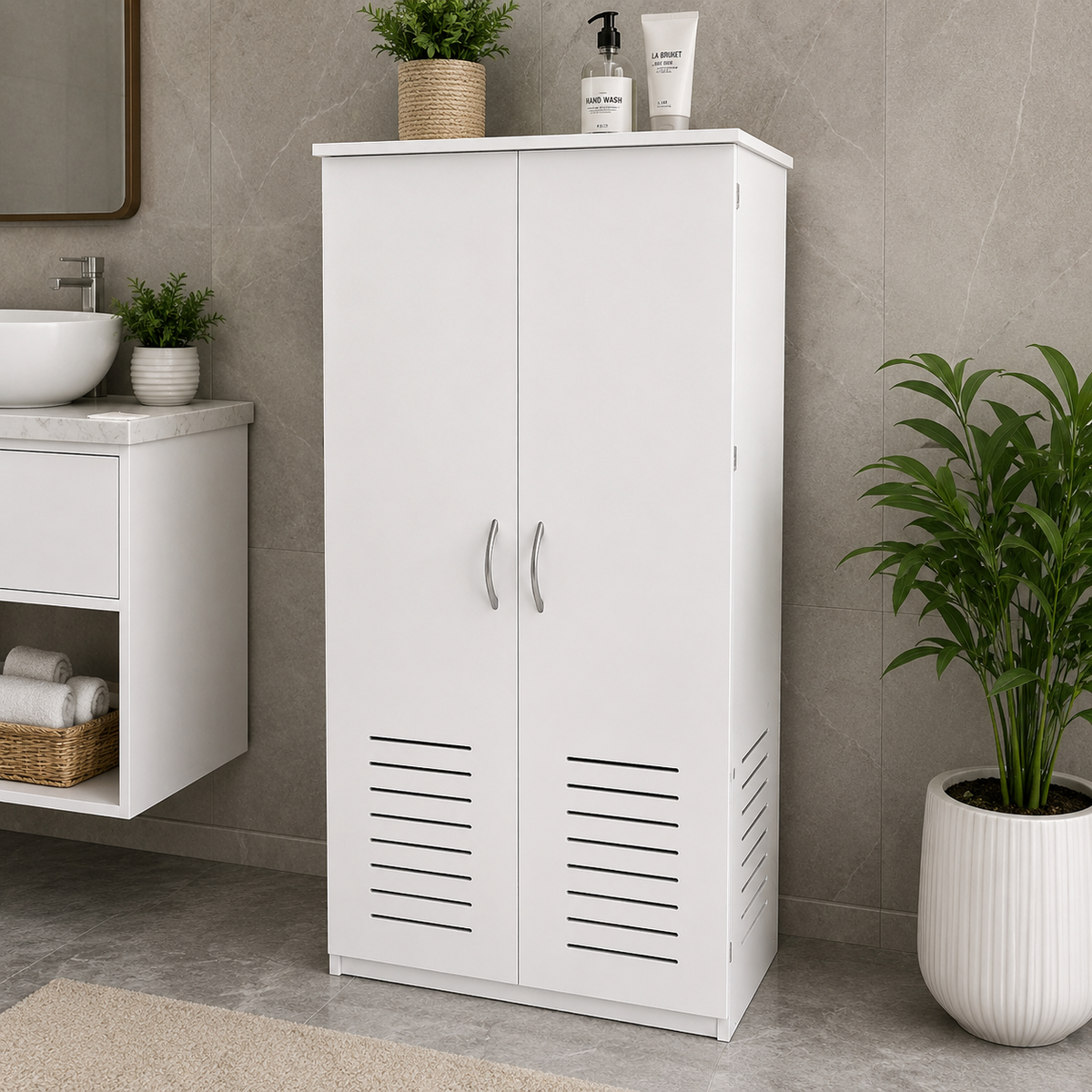 Waterproof Bathroom Storage Cabinet with Double Doors OUCH CART