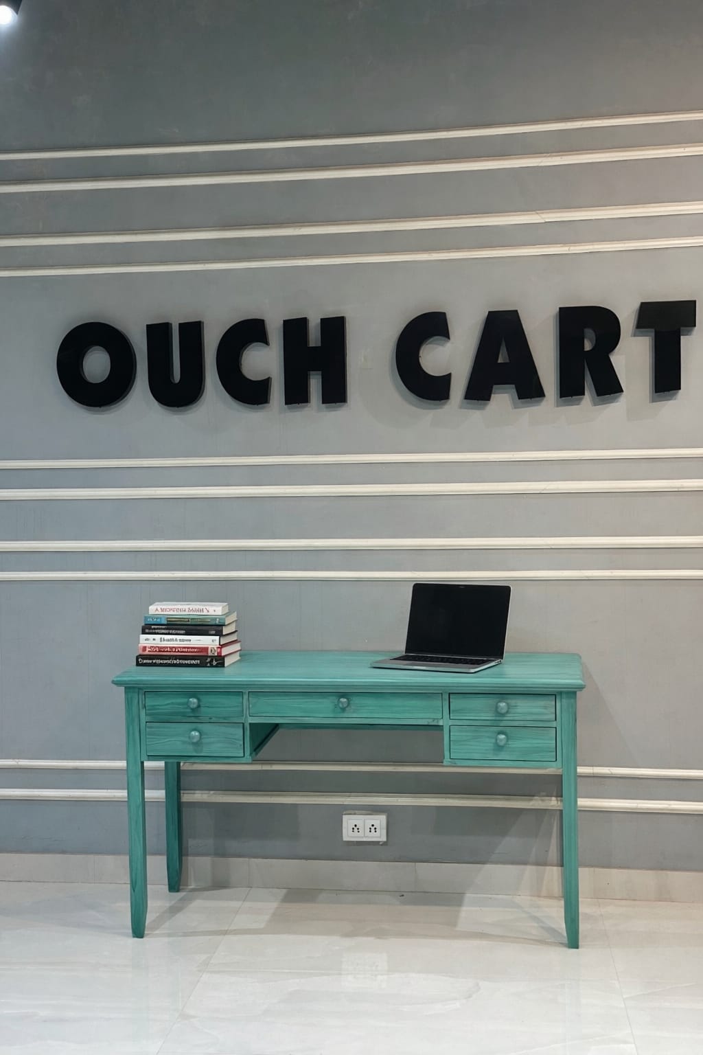 Teal Solid Wood Writing Desk with Multi-Drawer Storage | Modern Home Office Table