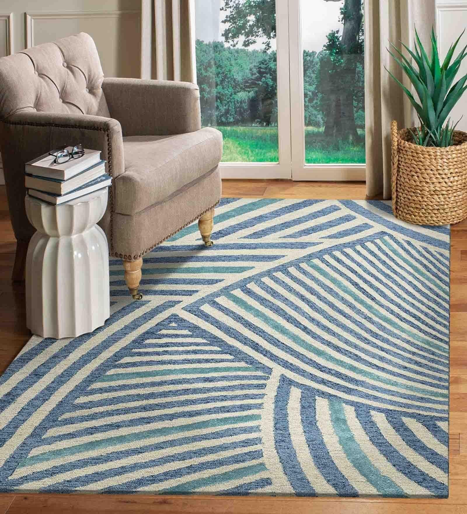IVORY Wool & Viscose Canyan 4x6 Feet Hand-Tufted Carpet - Rug - Ouch Cart