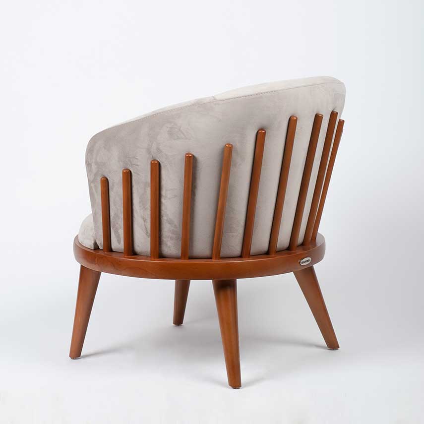 Ouch Cart Modern Cream Upholstered Accent Chair with Wooden Frame OUCH CART