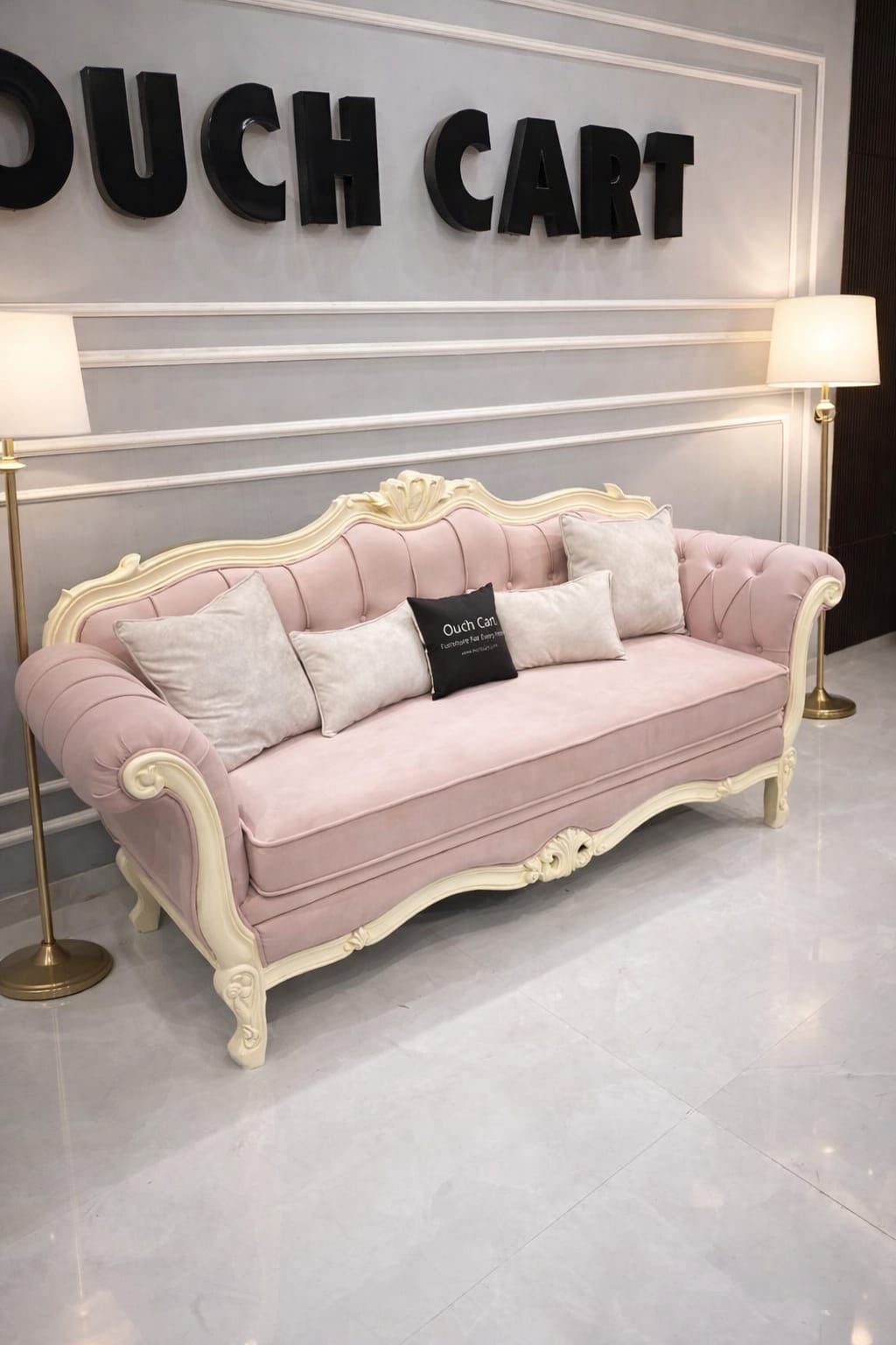 French-style carved pink sofa OUCH CART