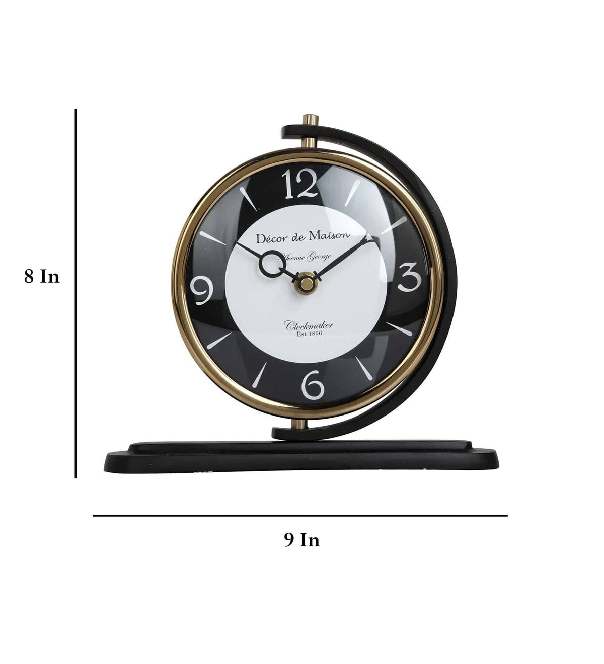 Aluminium Aleksi Table Clock Black, M.M.I. OVERSEAS