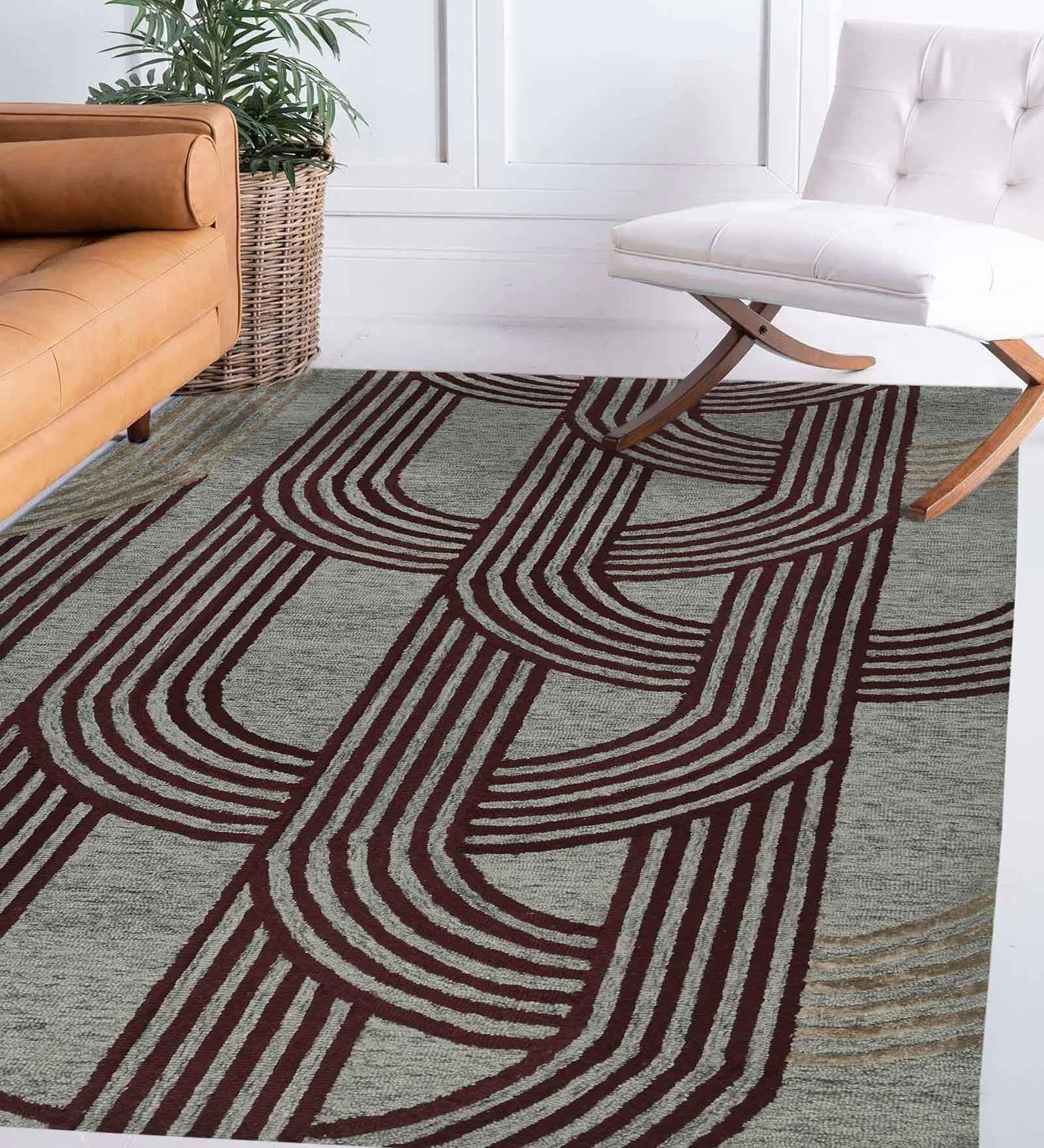 GRAPHITE Wool & Viscose Canyan 5x8 Feet Hand-Tufted Carpet - Rug - Ouch Cart