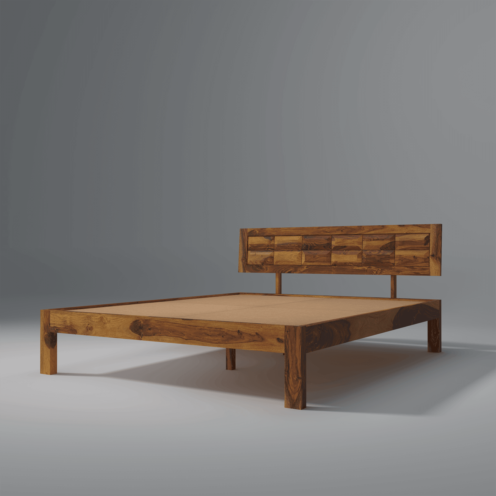 Arcadia Sheesham Wood Bed Without Storage - Ouch Cart