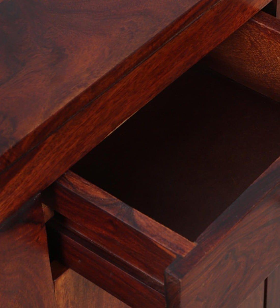 Arno Sheesham Wood Writing Table In Honey Oak Finish, - Ouch Cart