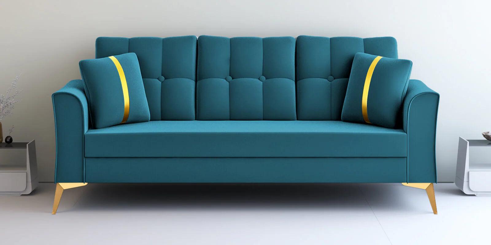 Premium Velvet 3 Seater Sofa In Blue Colour - Ouch Cart