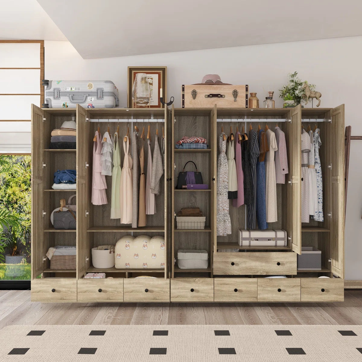 Bedroom Set With 2 Rustic Wardrobes