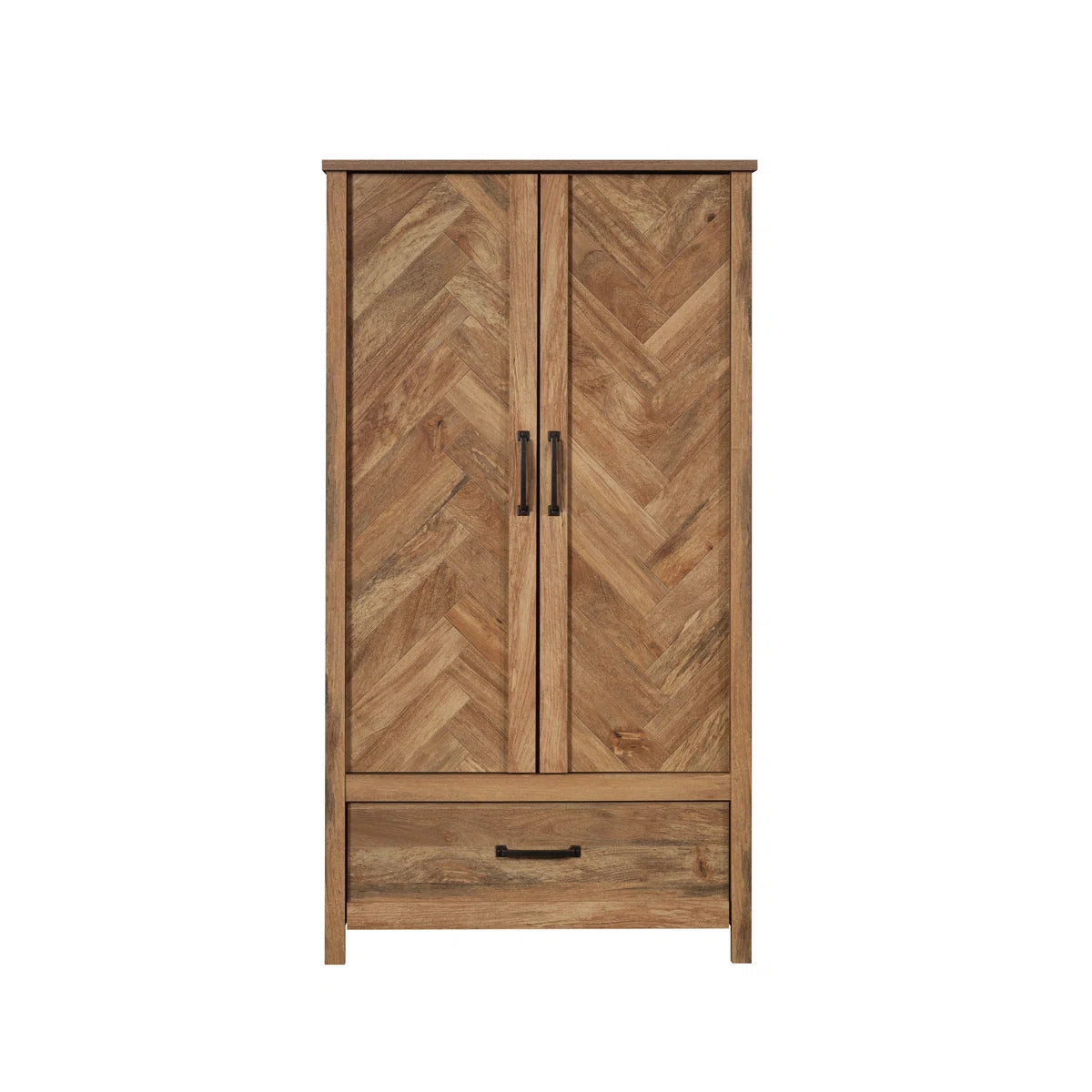2-Door Wooden Wardrobe Armoire With 3 Storage Shelves