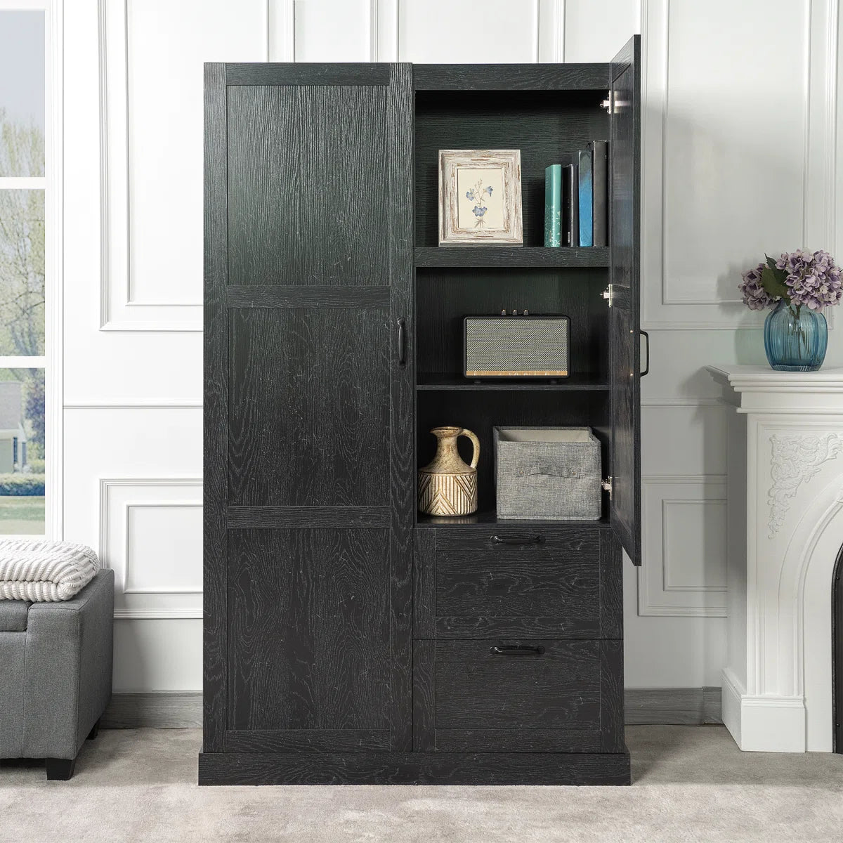 Multipurpose Bedroom Armoire Wardrobe Closet Pantry Storage Cabinet with Drawers
