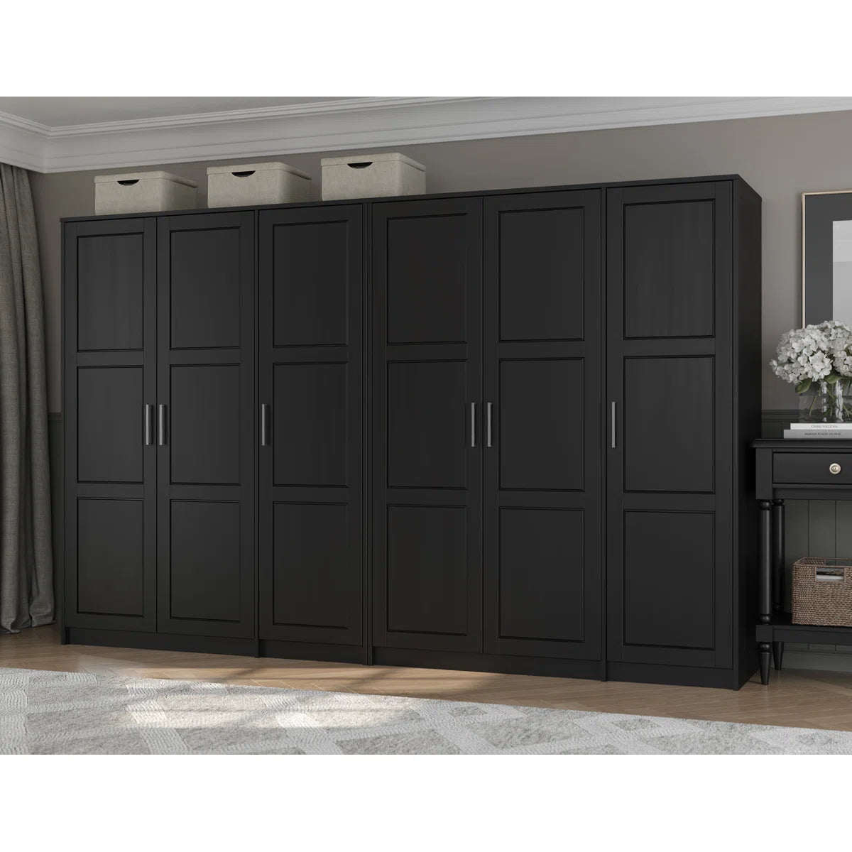 100% Solid Wood Urban 6-Door Wardrobe with Solid Door