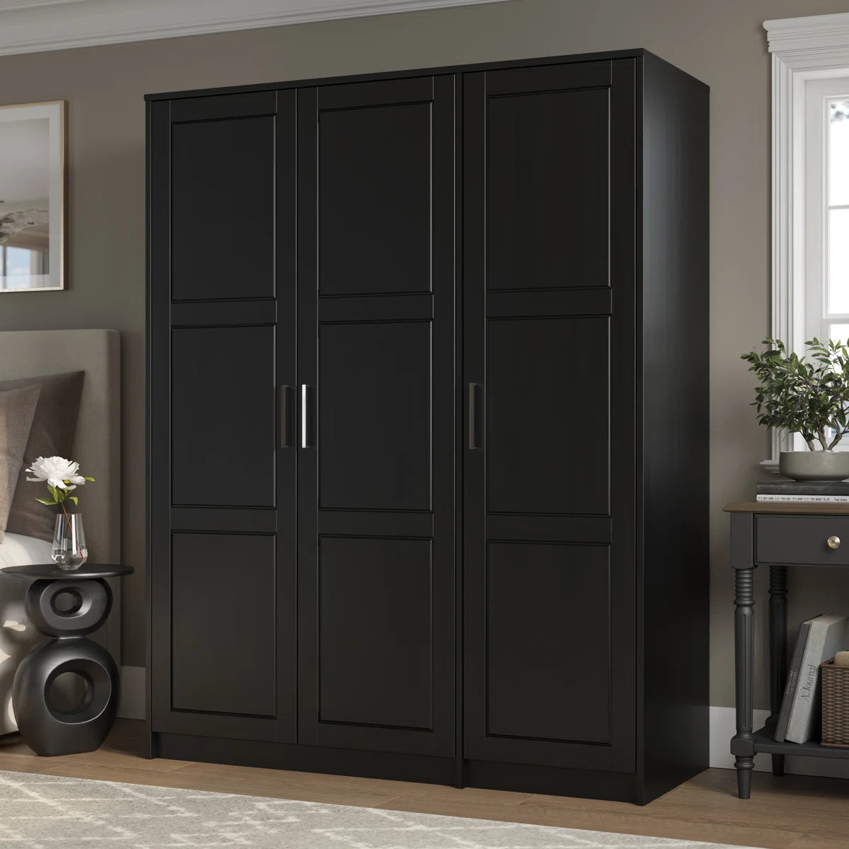 100% Solid Wood Swedesboro 3-Door Wardrobe Armoire