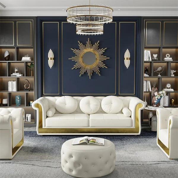 3-Seater Sofa with 5 Pillows White - Ouch Cart