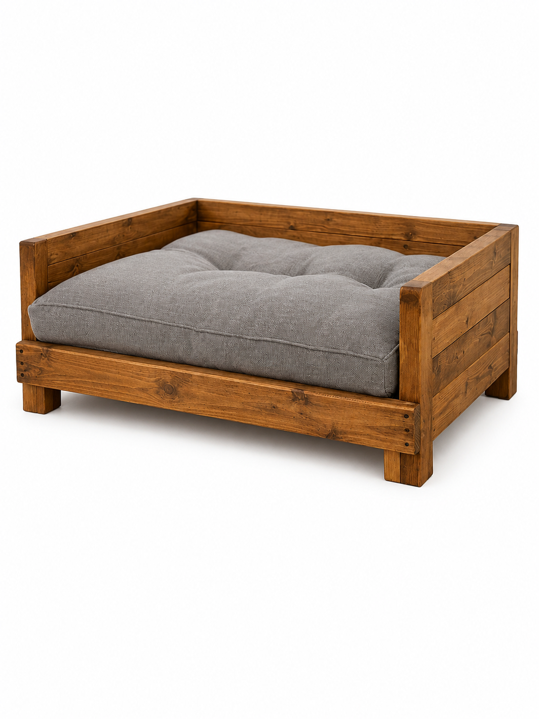 Solid Wood Dog Bed with Plush Cushion | Luxury Elevated Wooden Pet Sofa for Small & Medium Dogs OUCH CART