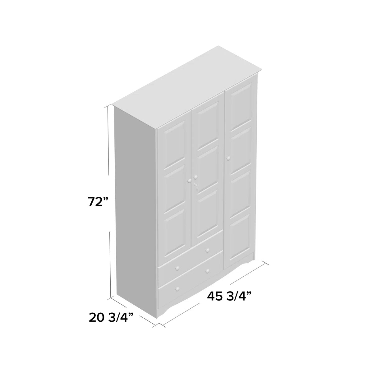 Elegant 3-Door Solid Wood Wardrobe Armoire Primm Grand with Lockable Doors-OUCH CART | Wardrobe