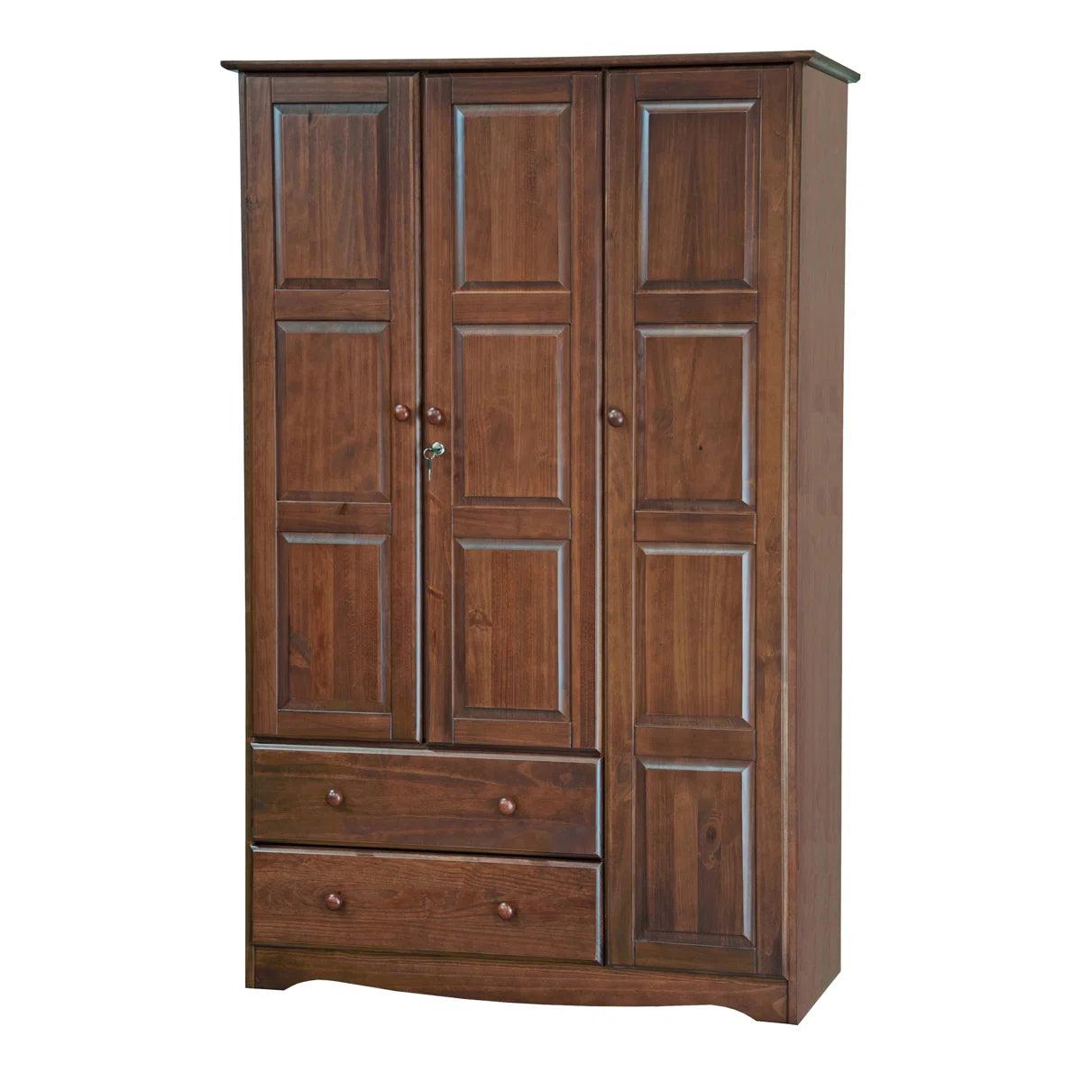 Elegant 3-Door Solid Wood Wardrobe Armoire Primm Grand with Lockable Doors