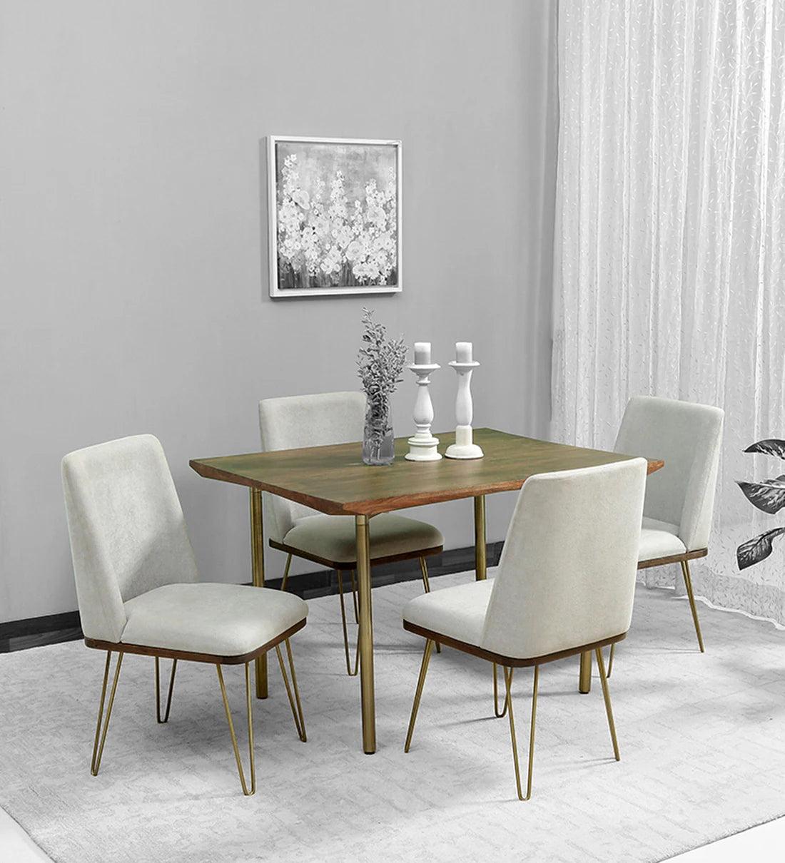 Solid Wood 4 Seater Dining Set in American Walnut Finish - Ouch Cart
