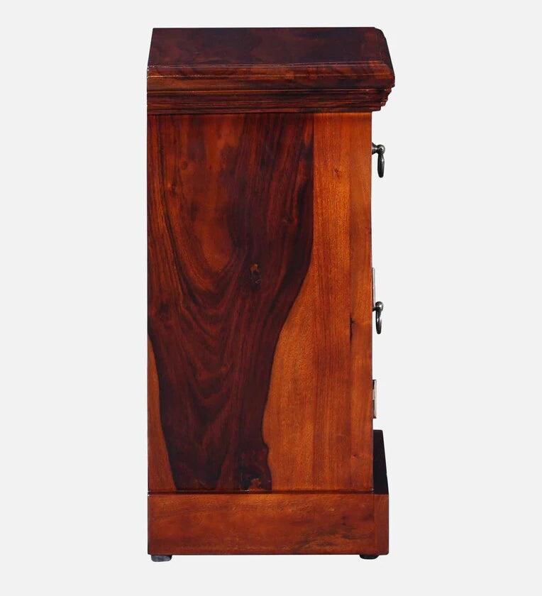 Sheesham Wood Lhs Bedside Table In Scratch Resistant Honey Oak Finish With Drawers - Ouch Cart