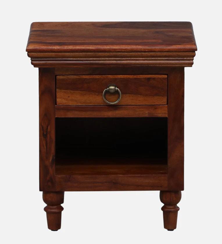 Sheesham Wood Night Stand in Scratch Resistant Honey Oak Finish - Ouch Cart