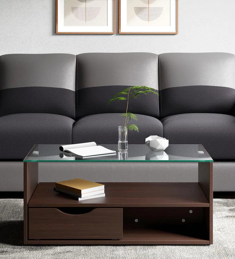 Glass Coffee Table in Wenge Colour, - Ouch Cart