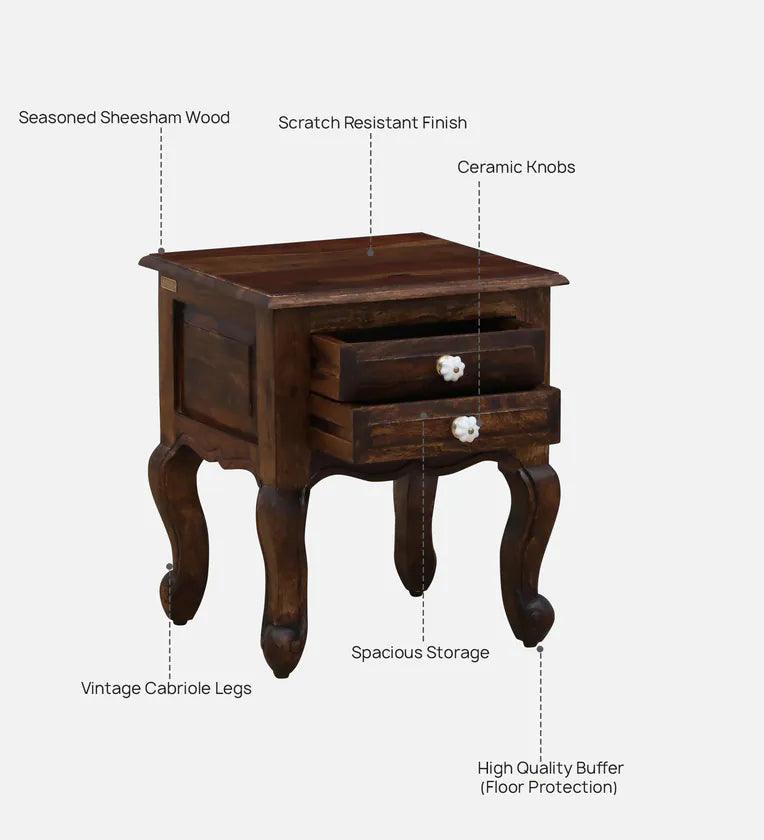 Sheesham Bedside Table In Scratch Resistant Provincial Teak Finish - Ouch Cart