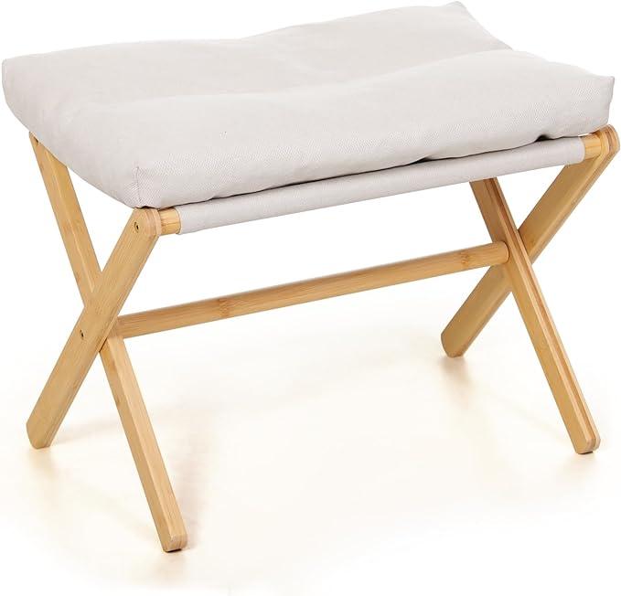 Foot Rest for Couch,Wooden Footstool,Change Shoes Bench,Modern X Ottoman Chair for Living Room, Entryway, Children Room, Bedroom,Caravaning - Ouch Cart