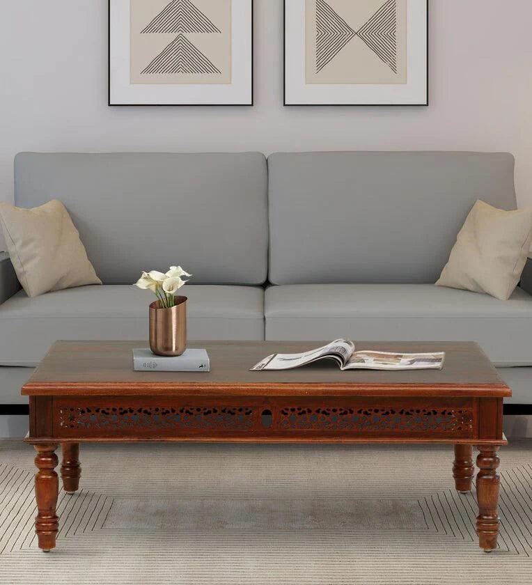 Sheesham Wood Coffee Table (Big) In Scratch Resistant Honey Oak Finish - Ouch Cart