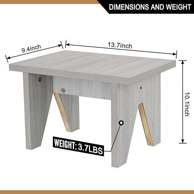 Wooden Step Stool for Kids and Adult 400 to 500lbs Capacity Garden Kitchen Washroom High Beds Footstool with Non Slip Pads - Ouch Cart