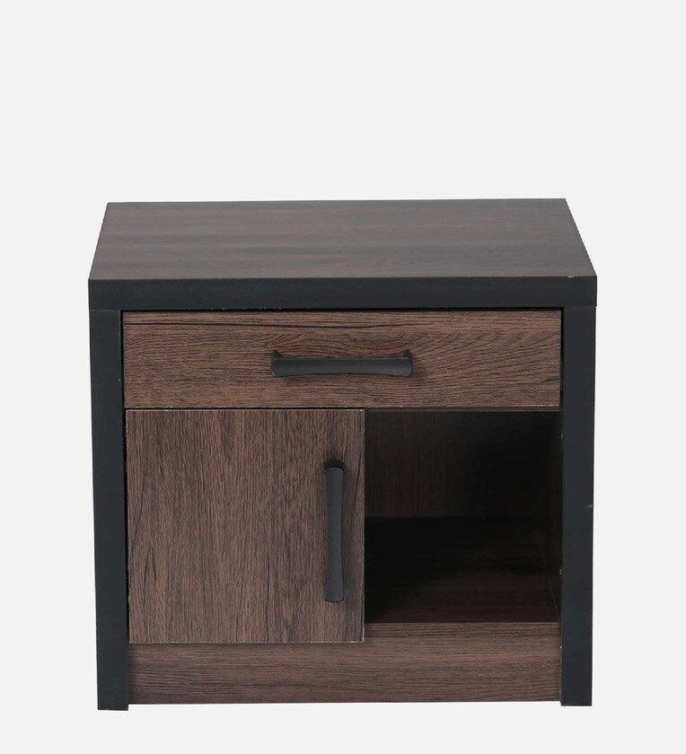 Bedside Table in Brown Oak Finish with Drawer - Ouch Cart