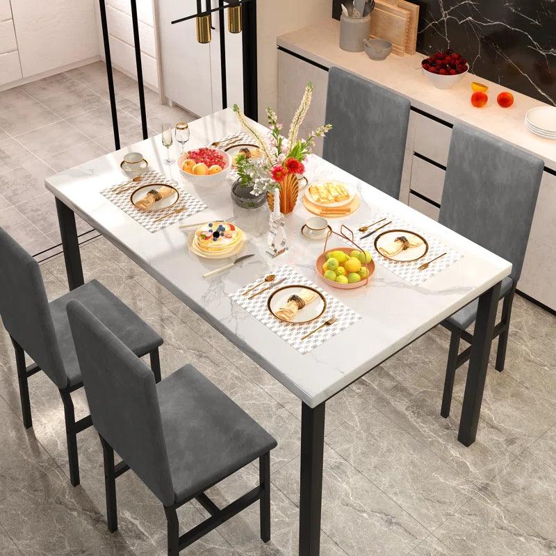 Piece Dining Set with Velvet Upholstered Dining Chairs - Ouch Cart