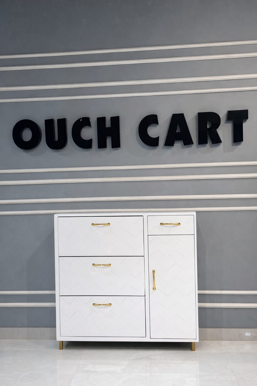 Free Standing Shoe Organizer with 3 Flip Drawers and Side Cabinet