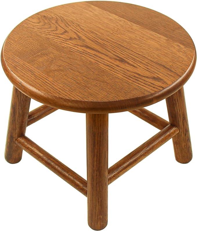 Milking Stool, USA Grown Oak, Plant Stand, Handcrafted Solid Wood Stool, 9" Low Stool, Round Step Stool, Wooden Stool for Kids, Small Short Stool, Shoe Changing Stool(Chocolate) - Ouch Cart