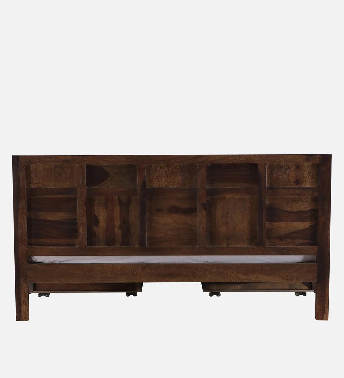 Sheesham Wood King Size Bed In Provincial Teak Finish With Drawer Storage - Ouch Cart