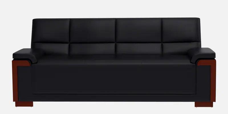 Leatherette 3 Seater Sofa in Black Colour - Ouch Cart