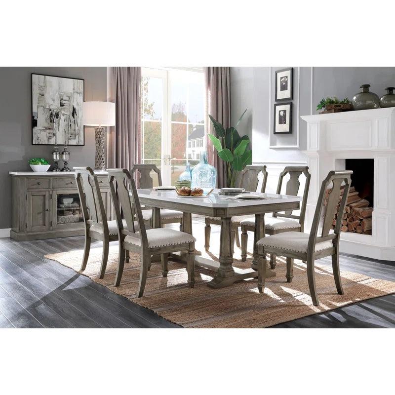 Marble Top Trestle Dining Set - Ouch Cart