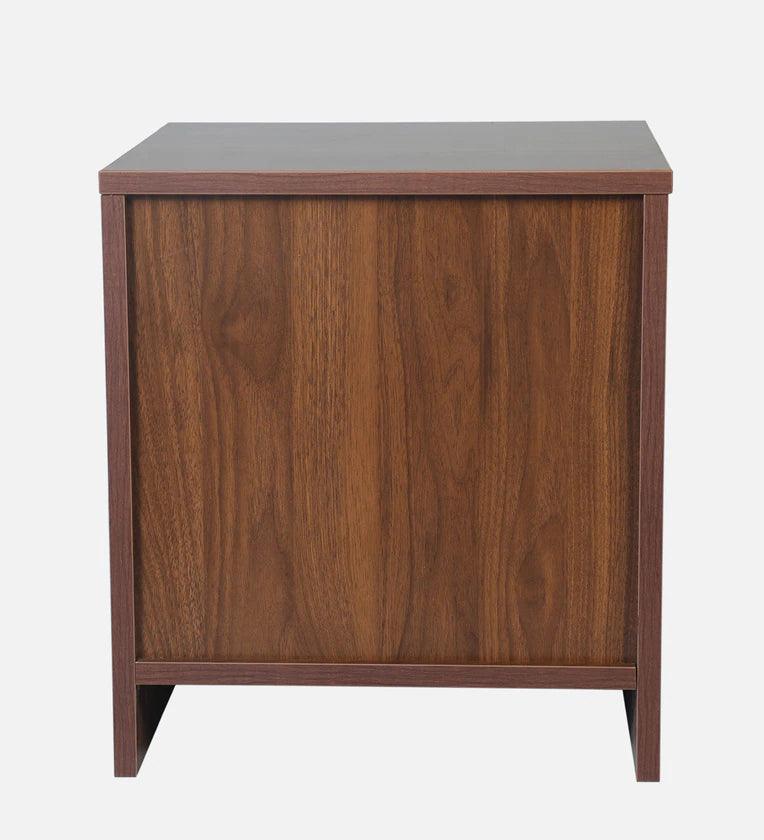 Bedside Table In Columbian Walnut Finish with Storage - Ouch Cart