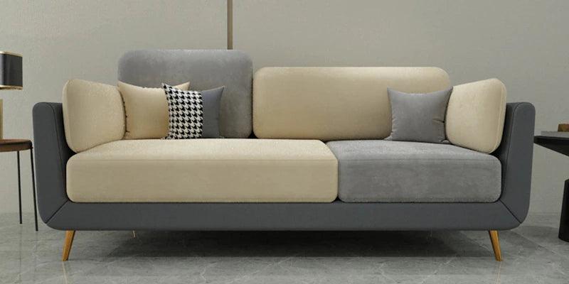 Velvet 3 Seater Sofa in Green & Beige Colour - Ouch Cart