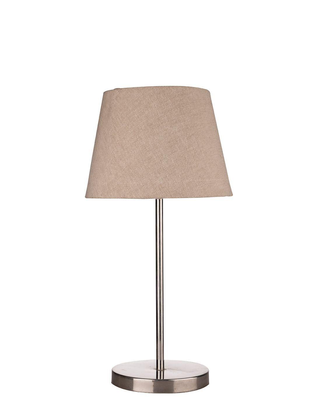 Metal Chrome Finish Lamp with Smare Taper Brown Shade - Ouch Cart