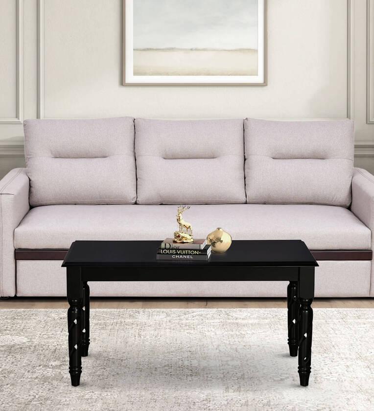 Coffee Table in Dark Cappuccino with Glass top - Ouch Cart