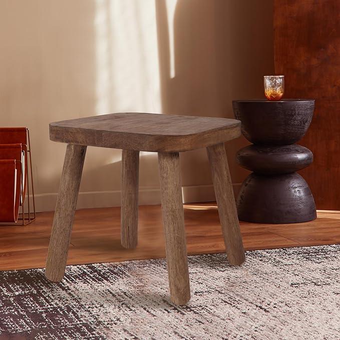 Solid Wood Stool for Kids 11.7'' Sturdy Sitting Stool Wooden Step Stool for Adults Wood Plant Stand Small Foot Stool with Four Detachable and Assembled Legs - Ouch Cart