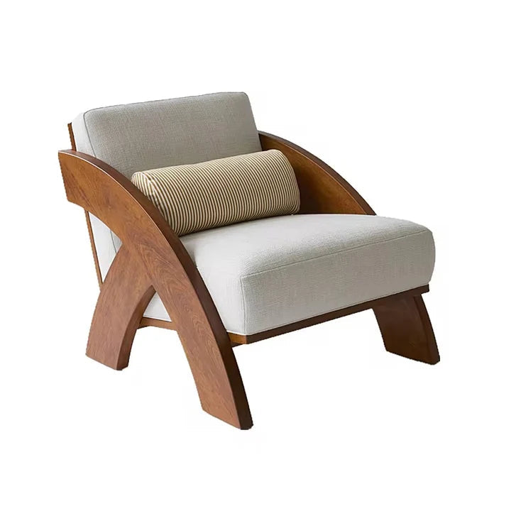 Ouch Cart Modern Wooden Lounge Chair with Cushioned Seat & Curved Armrests OUCH CART