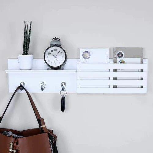 White Utility Shelf In PVC with Pocket and Hanging Hooks - Ouch Cart