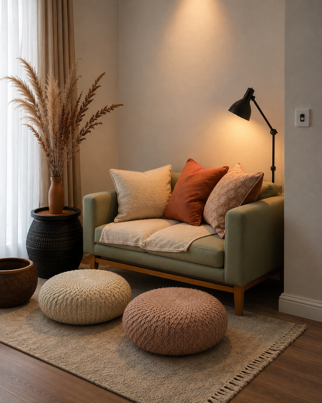 Modern 2-Seater Fabric Sofa with Cushions | Stylish Living Room Sofa OUCH CART