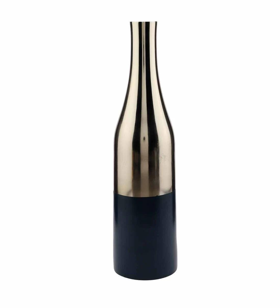 Teal Blue And Nickle Champagne Bottle Vase Set, - Ouch Cart
