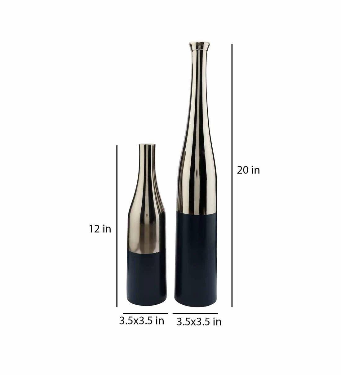 Teal Blue And Nickle Champagne Bottle Vase Set, - Ouch Cart
