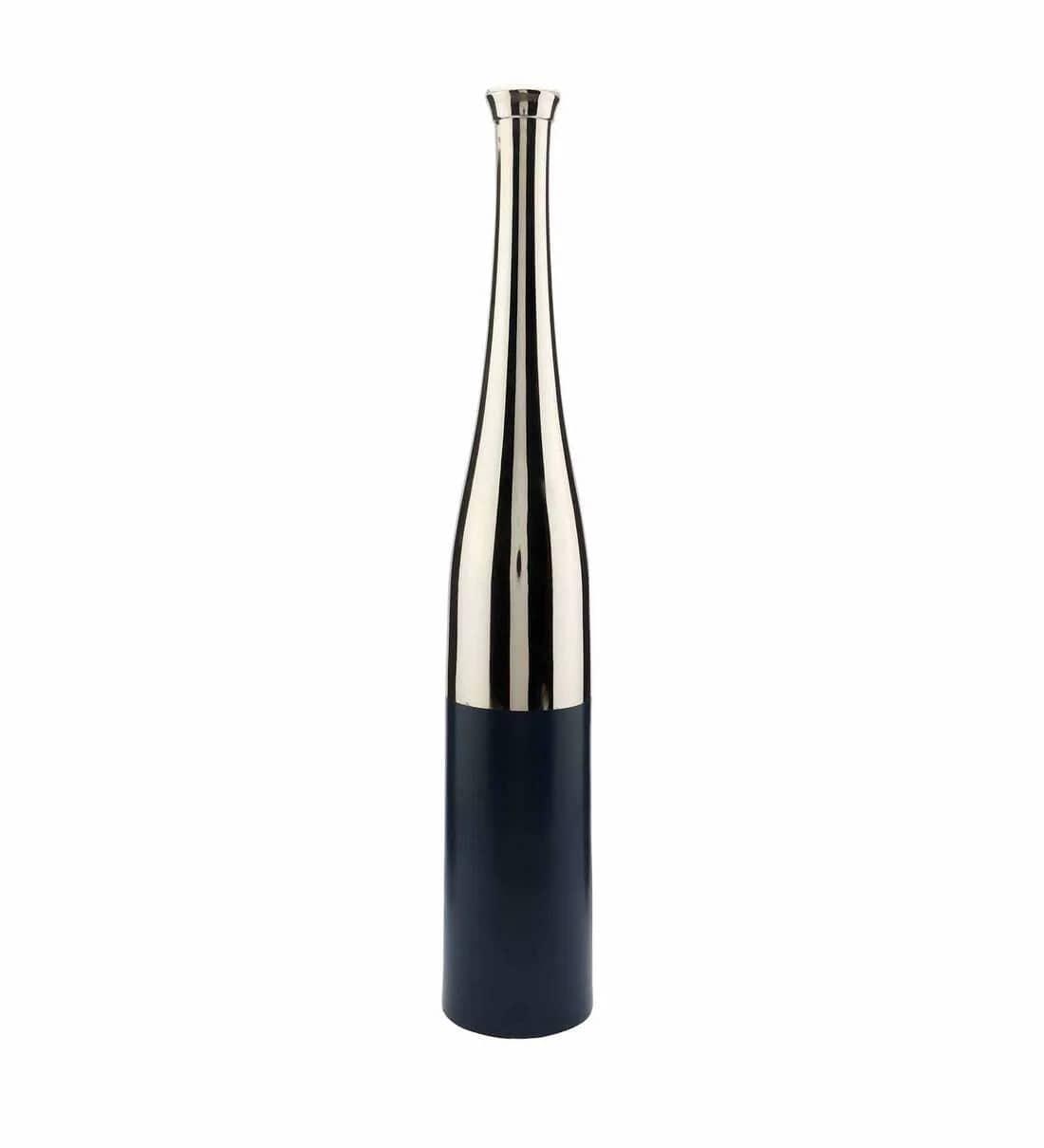 Teal Blue And Nickle Champagne Bottle Vase Set, - Ouch Cart