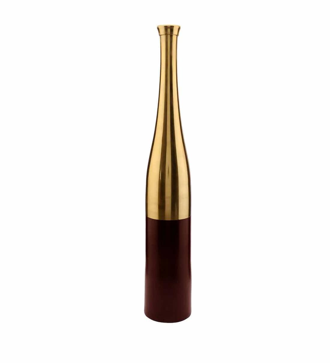 Champagne Bottle Scarlet Red & Gold (Large) Aluminium Table Vase, - Ouch Cart