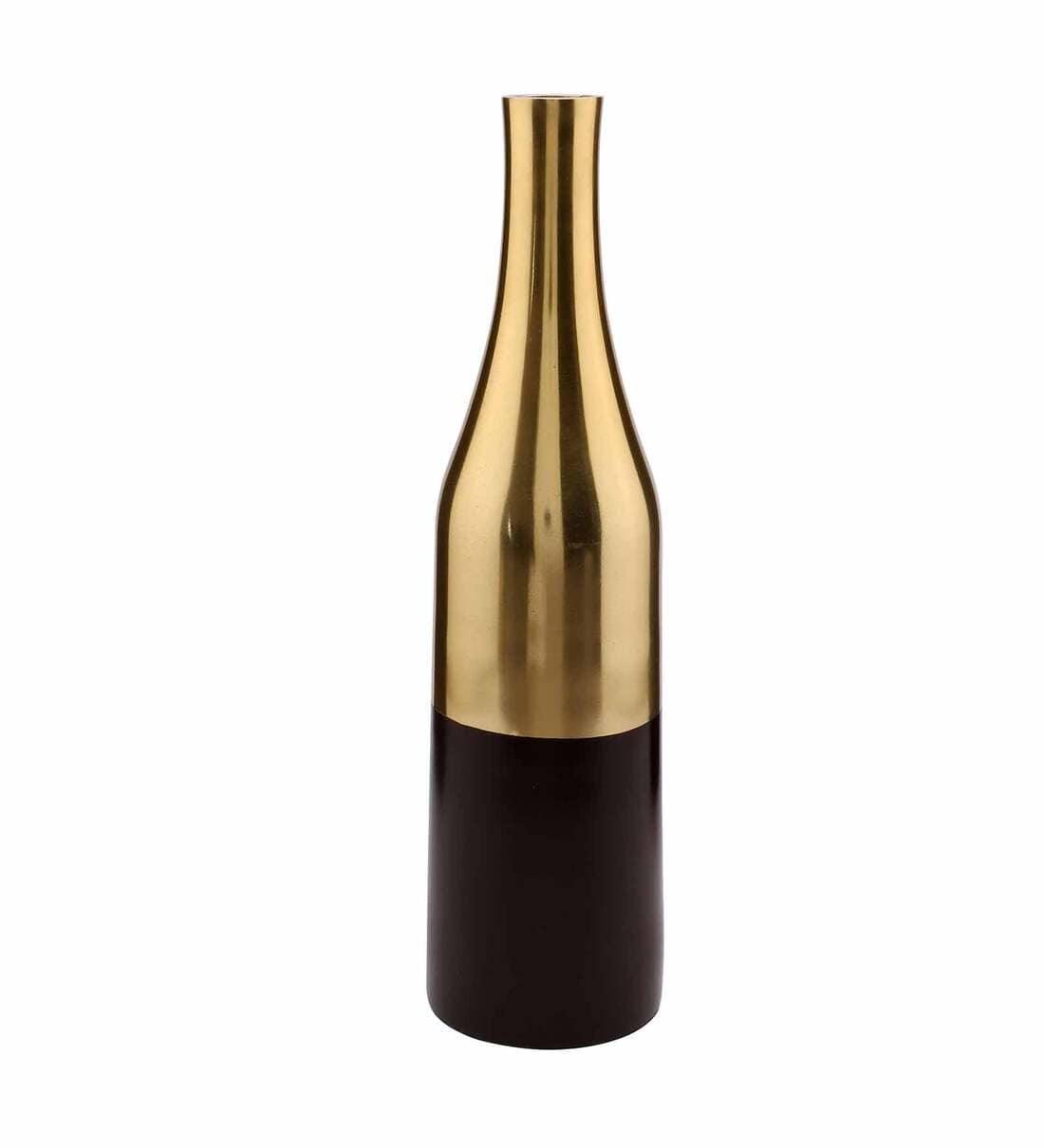 Champagne Bottle Scarlet Red & Gold (Small) Aluminium Table Vase, - Ouch Cart